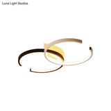 Black And White C - Shaped Led Ceiling Light - Simplicity Acrylic Semi Flush Fixture In Warm/Natural