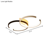 Black And White C - Shaped Led Ceiling Light - Simplicity Acrylic Semi Flush Fixture In Warm/Natural