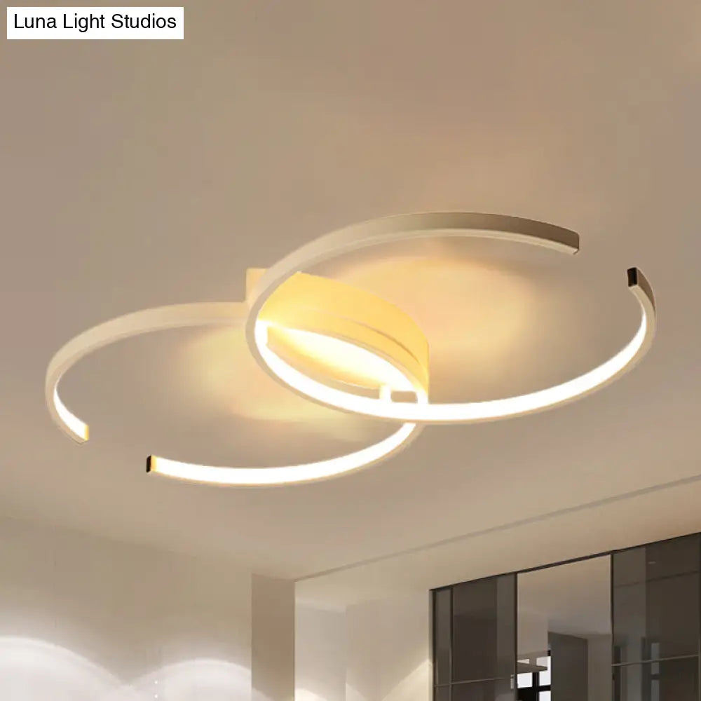 Black And White C - Shaped Led Ceiling Light - Simplicity Acrylic Semi Flush Fixture In Warm/Natural
