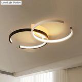 Black And White C - Shaped Led Ceiling Light - Simplicity Acrylic Semi Flush Fixture In Warm/Natural