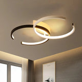 Black And White C - Shaped Led Ceiling Light - Simplicity Acrylic Semi Flush Fixture In