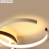 Black And White C - Shaped Led Ceiling Light - Simplicity Acrylic Semi Flush Fixture In Warm/Natural