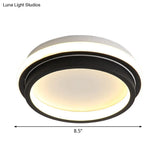 Black And White Minimalist Led Ceiling Lamp With Recessed Diffuser - Small Square/Round Flush Light