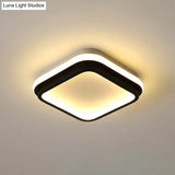 Black And White Minimalist Led Ceiling Lamp With Recessed Diffuser - Small Square/Round Flush Light