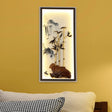 Black Bamboo And Mountain Mural Chinese Led Wall Light Fixture With Metal Frame