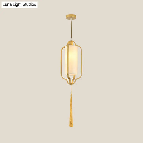 Black/Brass Caged Metal Ceiling Lamp - 1 Light Suspended Pendant For Traditional Bedrooms