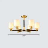 Black & Brass Satin Opal Glass Ceiling Chandelier For Antique Living Room 6 /