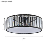 Black/Bronze Drum Flush Mount Crystal Ceiling Light - Elegant 3/4/5-Light Lamp For Bedroom