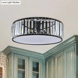 Black/Bronze Drum Flush Mount Crystal Ceiling Light - Elegant 3/4/5-Light Lamp For Bedroom