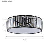 Black/Bronze Drum Flush Mount Crystal Ceiling Light - Elegant 3/4/5-Light Lamp For Bedroom