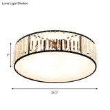 Black/Bronze Drum Flush Mount Crystal Ceiling Light - Elegant 3/4/5-Light Lamp For Bedroom
