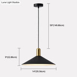 Black Cone-Shaped Retro Pendant Light - Metal Hanging Fixture