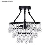 Black Crystal 2 - Light Semi Flush Chandelier With Contemporary Design