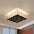 Black Crystal Block Ceiling Mounted Fixture - Simple & Elegant Flush Lighting For Bedroom / Square