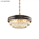 Black Crystal Chandelier Pendant - Modern 9/11-Head Drop Lamp For Table 18’/21.5’ W