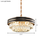 Black Crystal Chandelier Pendant - Modern 9/11-Head Drop Lamp For Table 18’/21.5’ W