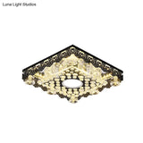 Black Crystal Floral - Trim Led Close - To - Ceiling Lamp - Contemporary Square/Round Design