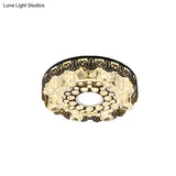Black Crystal Floral - Trim Led Close - To - Ceiling Lamp - Contemporary Square/Round Design