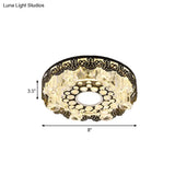 Black Crystal Floral - Trim Led Close - To - Ceiling Lamp - Contemporary Square/Round Design