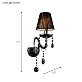 Black Crystal Wall Sconce With Elegant Candle-Style Arm