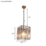 Black Cuboid Pendant Lamp - 8’/10’/12.5’ Width Traditional Metallic Ceiling Light With