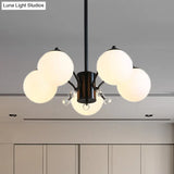 Black Curved Arm Chandelier With White Glass Ball Modern Hanging Ceiling Light (3/5/9 Lights)