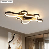 Black Curved Flush Mount Led Ceiling Lamp With Minimalist Acrylic Design - Warm/White Light