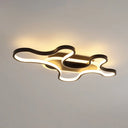 Black Curved Flush Mount Led Ceiling Lamp With Minimalist Acrylic Design - Warm/White Light / White
