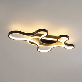 Black Curved Flush Mount Led Ceiling Lamp With Minimalist Acrylic Design - Warm/White Light / White