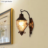Black Dimpled Glass Wall Sconce With Acorn 1-Light For Industrial Living Room
