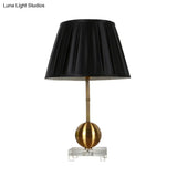 Black Fabric Table Lamp With Crystal Base - Elegant Single Light For Bedroom Or Countryside Ambience