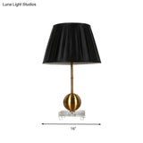 Black Fabric Table Lamp With Crystal Base - Elegant Single Light For Bedroom Or Countryside Ambience
