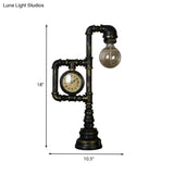 Black Farmhouse Table Lamp With Water Pipe Design - Ideal For Study Room