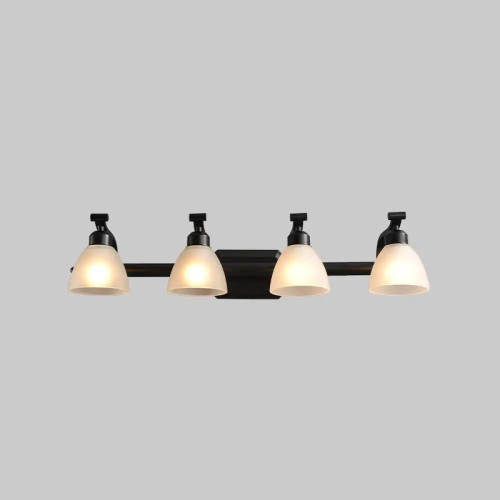 Black Finish Vanity Lamp - Countryside Opal Frosted Glass Bell Wall Sconce For Bathroom Lighting 4 /