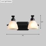 Black Finish Vanity Lamp - Countryside Opal Frosted Glass Bell Wall Sconce For Bathroom Lighting