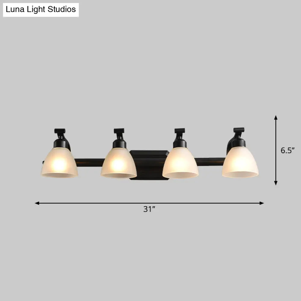 Black Finish Vanity Lamp - Countryside Opal Frosted Glass Bell Wall Sconce For Bathroom Lighting