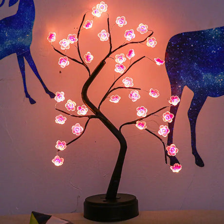 Black Floral Battery Table Lamp: Modern Led Nightstand Lighting For Bedroom /