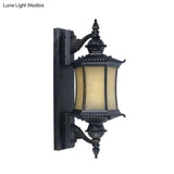 Black Frosted Glass Wall Mounted Sconce - Countryside Lantern Light For Yard