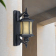 Black Frosted Glass Wall Mounted Sconce - Countryside Lantern Light For Yard