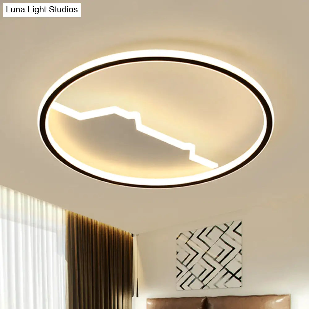 Black Geometric Flush Mount Ceiling Light - Acrylic Led Modernism 16.5’/20.5’ Wide