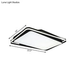 Black Geometrical Flush Mount Ceiling Lamp - Minimalist Led Metal Lighting In White/Warm Light