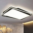 Black Geometrical Flush Mount Ceiling Lamp - Minimalist Led Metal Lighting In White/Warm Light