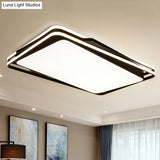 Black Geometrical Flush Mount Ceiling Lamp - Minimalist Led Metal Lighting In White/Warm Light