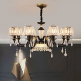 Black Glass Cone Ceiling Chandelier - Simplicity With Clear Crystal Pendant Light 8 /