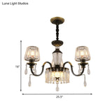 Black Glass Cone Ceiling Chandelier - Simplicity With Clear Crystal Pendant Light