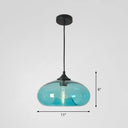 Black Glass Dining Pendant Light With Modern Ellipse Suspension - 1 Head Fixture Blue