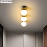 Black Glass Flushmount Ceiling Light Fixture With Sphere Design And 1 Bulb For Aisle