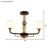 Black Glass Semi Flush Ceiling Light Fixture - Jar Shaped Traditional Design (3/6 Lights) For