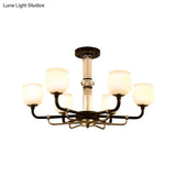 Black Glass Semi Flush Ceiling Light Fixture - Jar Shaped Traditional Design (3/6 Lights) For