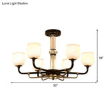 Black Glass Semi Flush Ceiling Light Fixture - Jar Shaped Traditional Design (3/6 Lights) For